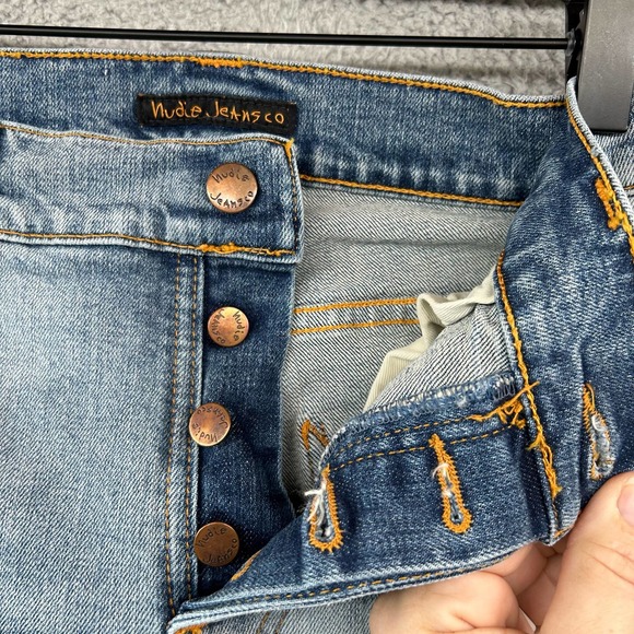 NUDIE JEANS Mens Grim Tim Joshua Sun 34 x 34 Slim Straight Organic Button Fly - Picture 4 of 13